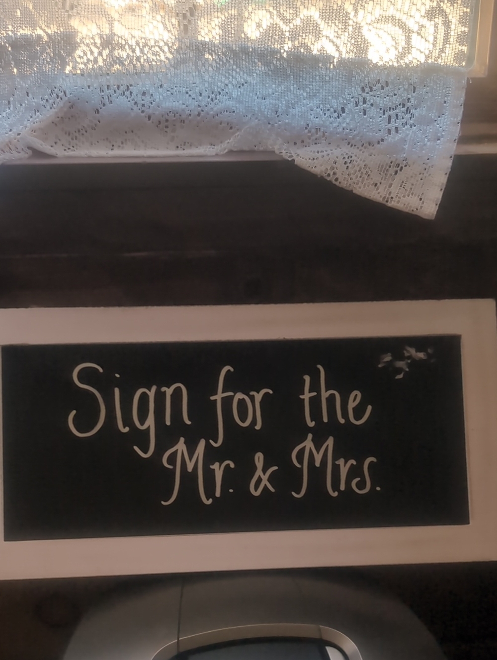 Chalkboard-Style "Sign for the Mr. & Mrs." Wall Plaque - Black and White